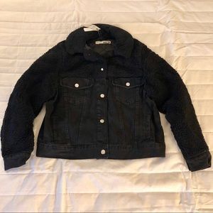 TOPSHOP HYBRID BORG DENIM JACKET